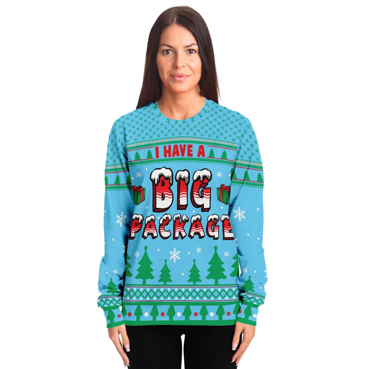 I Have A Big Package - Ugly Christmas Unisex Sweatshirt - Tranzitions Organic Salon